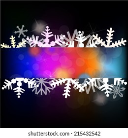 Rainbow frame with snowflakes. Vector