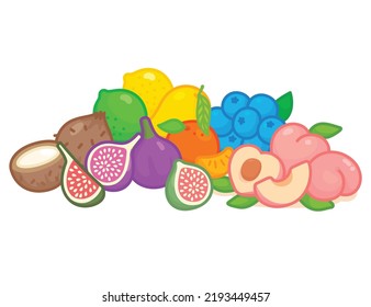 rainbow fruit kawaii doodle flat cartoon vector illustration
