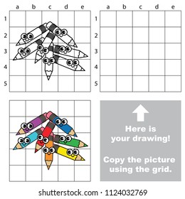 Rainbow Funny Pencils, the educational game with simple game level. Copy the picture.