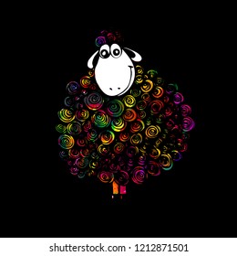 Rainbow Funny Sheep Vector Stock Vector (Royalty Free) 1212871501 ...