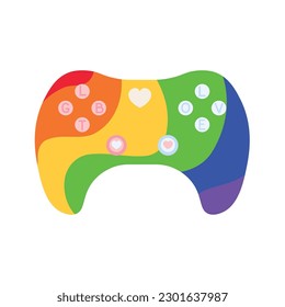 Rainbow-Game-Pad auf weißem Hintergrund. LGBT-Konzept