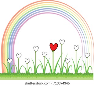 rainbow with garden background