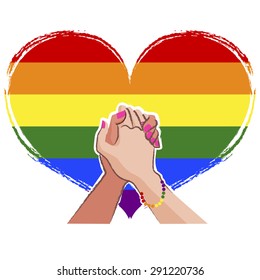Rainbow gay pride flag in the background.