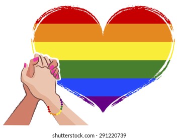 Rainbow gay pride flag in the background.