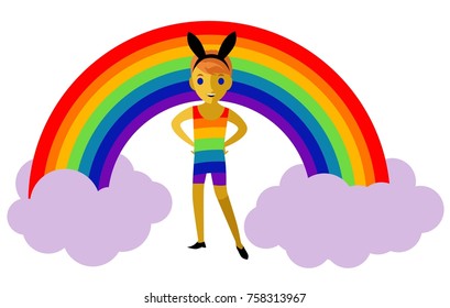 rainbow gay pride happy bunny man