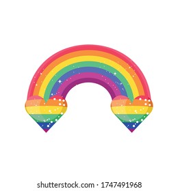 rainbow of gay pride hearts on white background vector illustration design