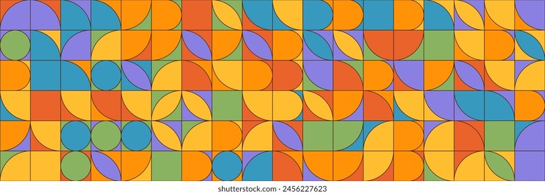 Fondo geométrico de arco iris con colores del mes del orgullo. Formas simples Patrón del orgullo LGBT. Ilustración vectorial