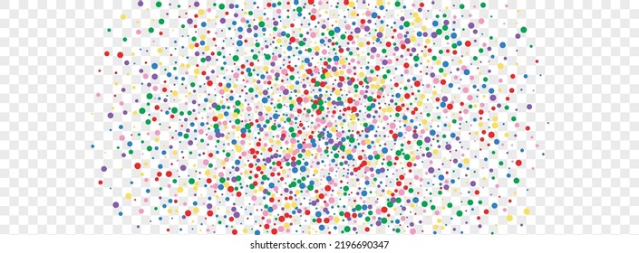 Rainbow Geometric Background Transparent Vector. Confetti Wedding Illustration. Colorful Abstract. Bright Round Flying. Dot Prize Texture.