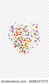 Rainbow Geometric Background Transparent Vector. Round Birthday Design. Colorful Festive. Multicolored Dot Happiness. Confetti Fun Texture.