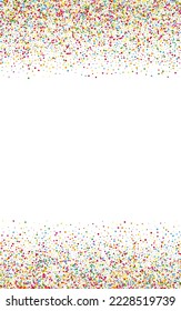 Rainbow Geometric Background White Vector. Element Decor Template. Bright Party. Multicolored Circle Gift. Polka Abstract Texture.