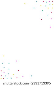 Rainbow Geometric Festive Vector White Background. Independence Confetti Backdrop. Flying Triangle Postcard. Color Shapes Top Card.