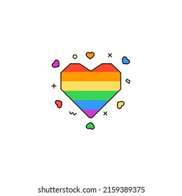 Rainbow geometric heart line icon