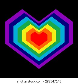 Rainbow geometric heart, logo design
