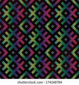 Rainbow geometric pattern in folk style. Seamless texture. Vector illustration.