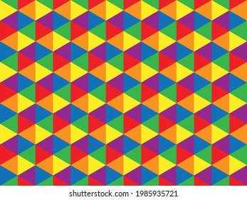 Rainbow geometric pattern vector backgound.LGBTQ+ color set of flag pride month symbol of lesbian Gay Bisexual Transgender.Celebrated annual , against homosexual.