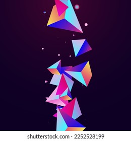Rainbow Geometric Vector Dark Violet Background. Magical Business Triangle Decoration. Holographic Technology Shards Card. Digital Glass Flow Banner.