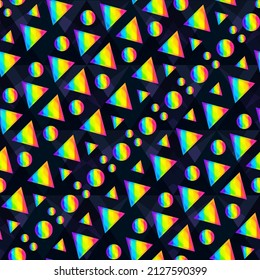 Rainbow geometric vector seamless pattern.