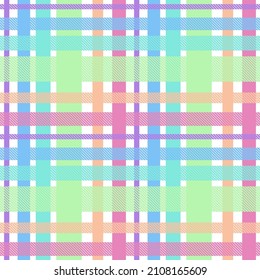 Rainbow gingham plaid seamless pattern. Design for textile, wrapping paper, and Easter decor.