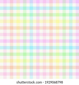 Rainbow Gingham Plaid. Seamless Vector Plaid Pattern Suitable For Fashion, Interiors And Easter Decor.
