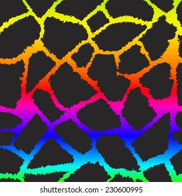 Rainbow giraffe skin vector pattern.