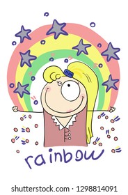 rainbow girl vector