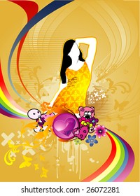 rainbow girl vector composition