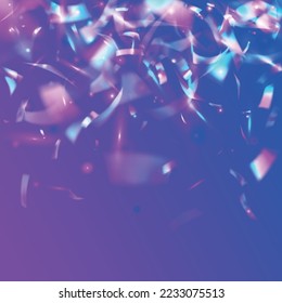 Rainbow Glare. Bright Foil. Retro Flyer. Purple Shiny Tinsel. Blur Celebrate Wallpaper. Bokeh Texture. Falling Sparkles. Festive Art. Violet Rainbow Glare