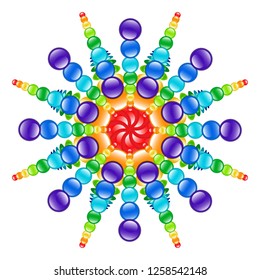 Rainbow glass beads explosion