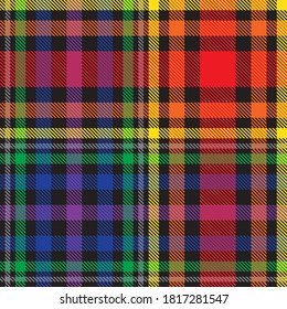 Rainbow Glen Plaid seamless pattern suitable for fashion textiles and graphics
