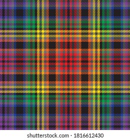 Rainbow Glen Plaid textured seamless pattern suitable for fashion textiles and graphics