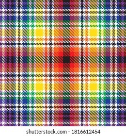 Rainbow Glen Plaid textured seamless pattern suitable for fashion textiles and graphics