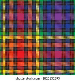 Rainbow Glen Plaid textured seamless pattern suitable for fashion textiles and graphics