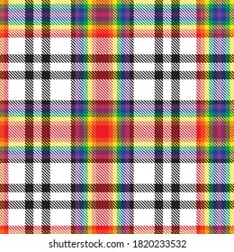 Rainbow Glen Plaid textured seamless pattern suitable for fashion textiles and graphics