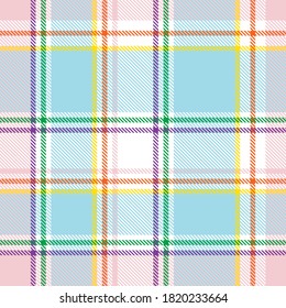 Rainbow Glen Plaid textured seamless pattern suitable for fashion textiles and graphics