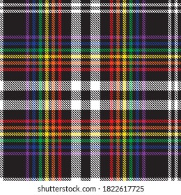 Rainbow Glen Plaid textured seamless pattern suitable for fashion textiles and graphics