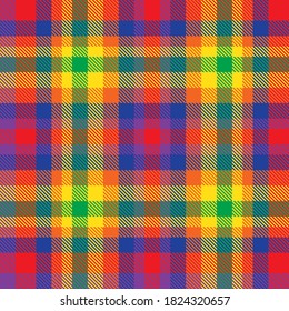 Rainbow Glen Plaid textured seamless pattern suitable for fashion textiles and graphics