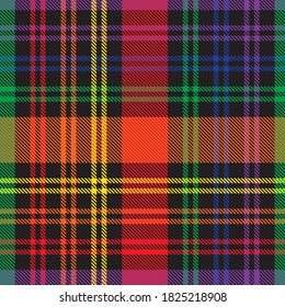 Rainbow Glen Plaid textured seamless pattern suitable for fashion textiles and graphics