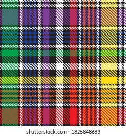 Rainbow Glen Plaid textured seamless pattern suitable for fashion textiles and graphics