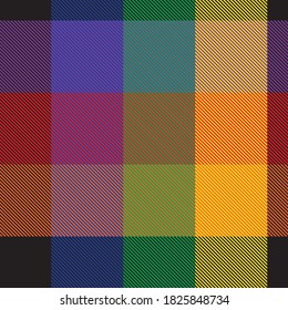 Rainbow Glen Plaid textured seamless pattern suitable for fashion textiles and graphics