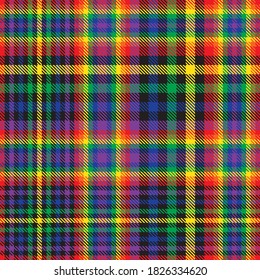 Rainbow Glen Plaid textured seamless pattern suitable for fashion textiles and graphics