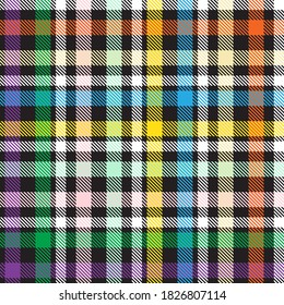 Rainbow Glen Plaid textured seamless pattern suitable for fashion textiles and graphics