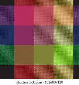 Rainbow Glen Plaid textured seamless pattern suitable for fashion textiles and graphics