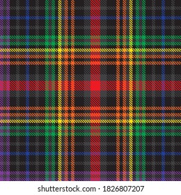 Rainbow Glen Plaid textured seamless pattern suitable for fashion textiles and graphics