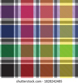 Rainbow Glen Plaid textured seamless pattern suitable for fashion textiles and graphics