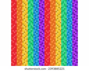 Rainbow Glitter Bar Pattern Ribbon, Pixel Art Style