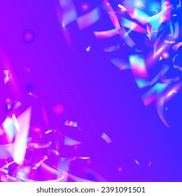 Rainbow Glitter. Bright Art. Holographic Background. Falling Confetti. Purple Disco Glare. Blur Colorful Decoration. Digital Foil. Shiny Flyer. Violet Rainbow Glitter