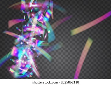 Rainbow Glitter. Cristal Texture. Shiny Colorful Sunlight. Blur Prism. Modern Foil. Glamour Art. Violet Retro Effect. Light Tinsel. Pink Rainbow Glitter