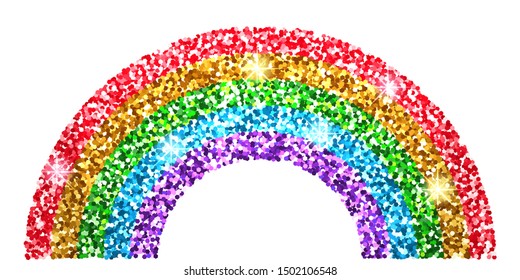 Rainbow Glitter. Cute Print For Kids. Vector Illustration.