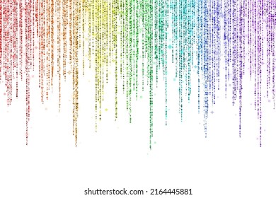 Rainbow Glitter Decoration Long Garland On White Background. Vector