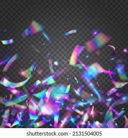 Rainbow Glitter. Falling Tinsel. Modern Foil. Metal Vaporwave Wallpaper. Luxury Art. Violet Disco Effect. Kaleidoscope Texture. Party Flyer. Purple Rainbow Glitter